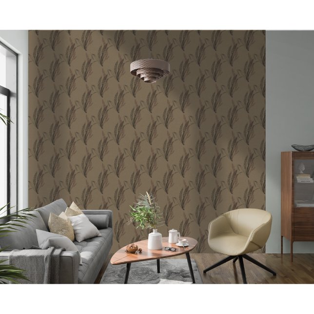 Papier Peint Motif de blé simple moderne élégant Brown (Créateur téléchargé)