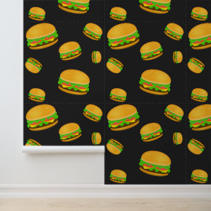 Papier Peint Motif de burger délicieux cool et amusant gris fon