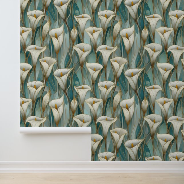 Papier Peint Motif de cala blanc (Application)
