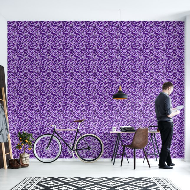 Papier Peint Motif de camouflage violet vibrant  (Salon)
