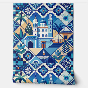 Papier Peint Motif de carreaux Azulejo