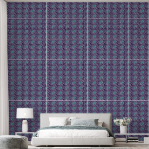 Papier Peint Motif de carrelage géométrique bleu et violet élég