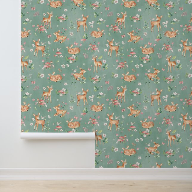 Papier Peint Motif de cerfs à l'aquarelle (Application)