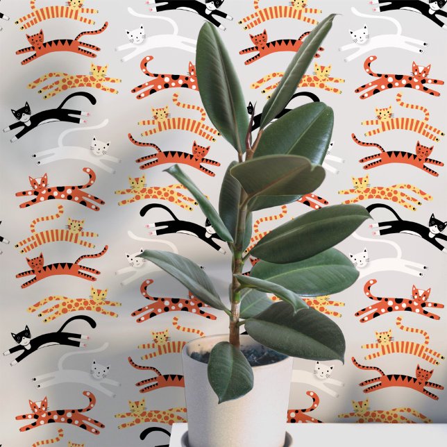 Papier Peint Motif de chat amusant (Fun kitty cat patterned wallpaper)
