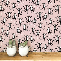 Motif de chat dansant rose poudré