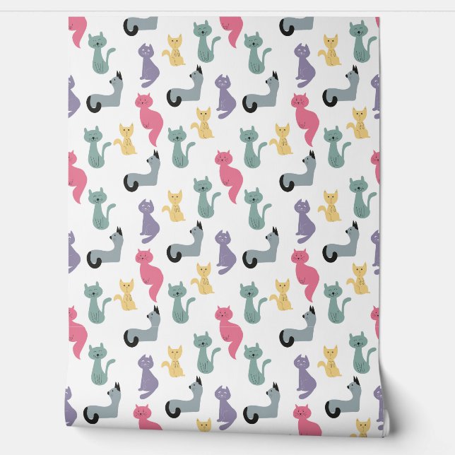 Papier Peint motif de chats amusants (Déroulement)