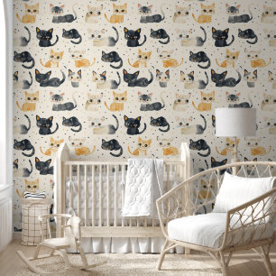 Papier Peint Motif de chats bizarres