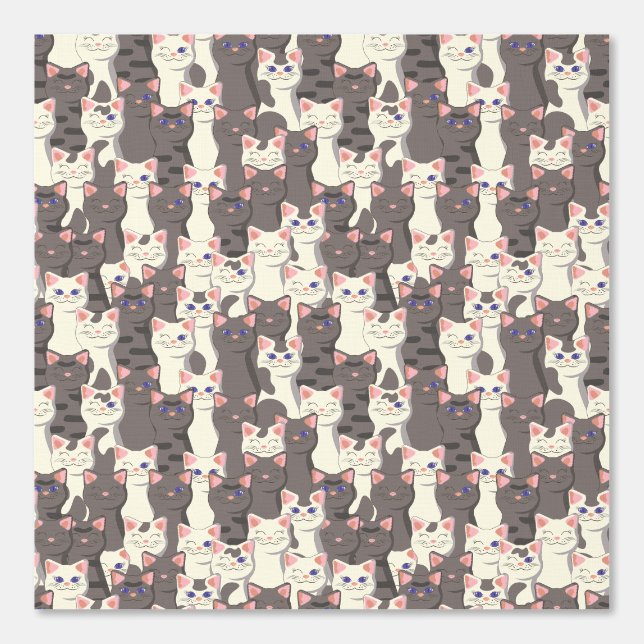Papier Peint Motif de chats blancs et gris (Recto)