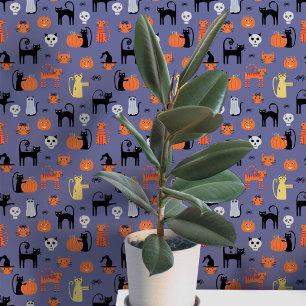 Papier Peint Motif de chats d'Halloween