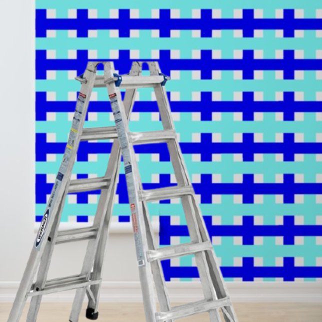 Papier Peint Motif de chèque blanc bleu géométrique Peel Stick (Créateur téléchargé)