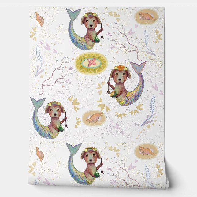 Papier Peint motif de chien de sirène (Déroulement)