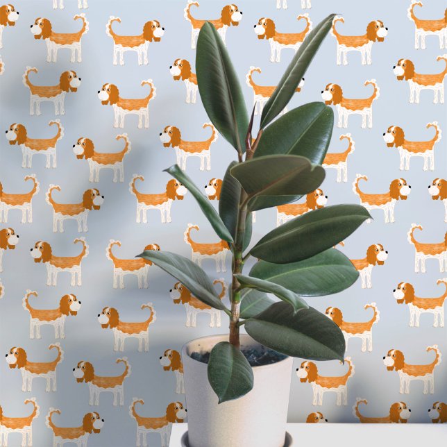 Papier Peint Motif de chien épagneul (Fun Cavalier King Charles Spaniel dog wallpaper)