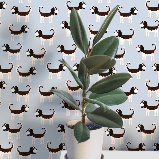 Papier Peint Motif de chien espagnol (Cute Cavalier King Charles Spaniel dog peel and stick wallpaper)