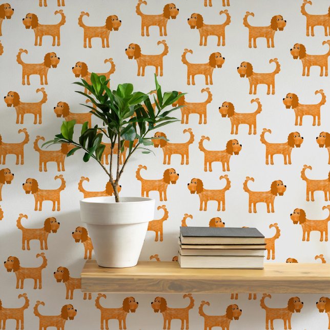 Papier Peint Motif de chien espagnol (Cute Cavalier King Charles Spaniel dog peel and stick wallpaper)