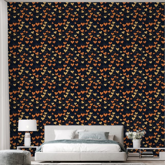 Papier Peint Motif de coeur (Chambre à coucher)