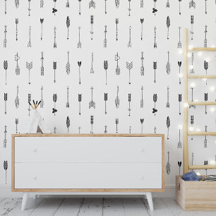 Papier Peint Motif de coeur vectoriel natif noir blanc