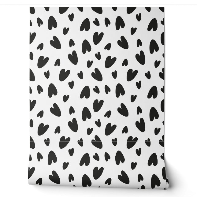 Papier Peint motif de coeurs noirs (Déroulement)