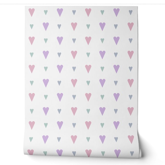 Papier Peint motif de cœurs pastel (Déroulement)