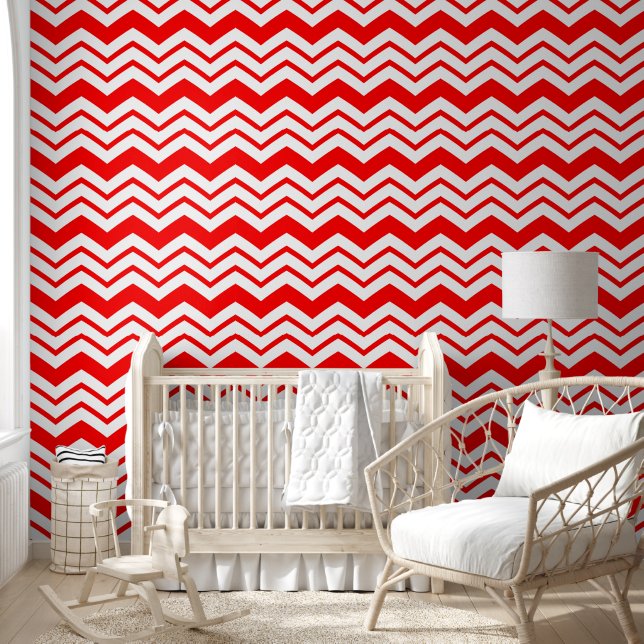 Papier Peint Motif de conception en chevron zigzag blanc rouge  (Enfants)