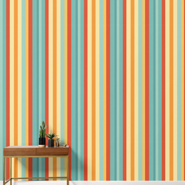 Papier Peint Motif de couleur rétro rayé (Couloir)