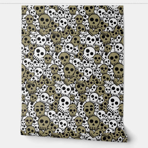 Papier Peint Motif de crâne gothique or Imprimer