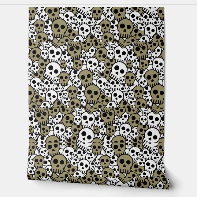 Papier Peint Motif de crâne gothique or Imprimer (Déroulement)