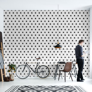 Papier Peint Motif de croix gris clair-noir frais