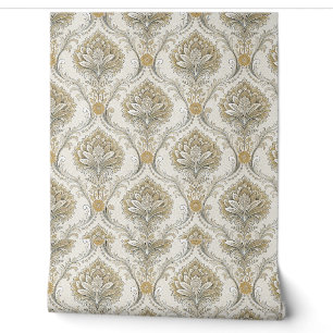 Papier Peint Motif de design floral damassé or luxueux sans cou