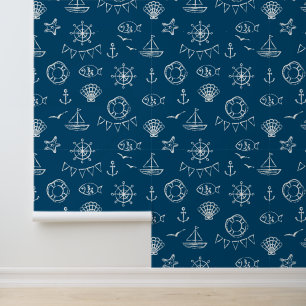 Papier Peint Motif de dessin de calque nautique 2