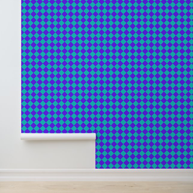 Papier Peint Motif de diamant de Checker Turquoise violet (Application)