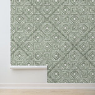 Papier Peint Motif de diamant géométrique blanc Sage moderne