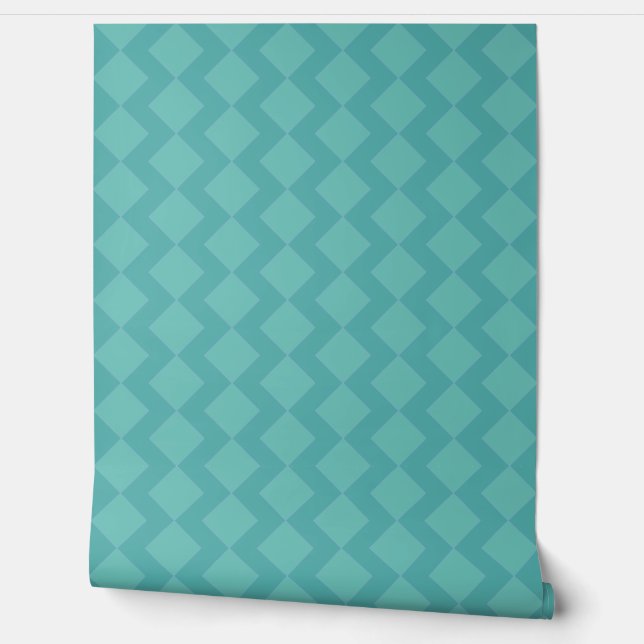Papier Peint motif de diamants de zigzag turquoise (Déroulement)