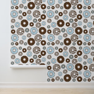 Papier Peint Motif De Donuts, Donuts Bleus, Donuts Brown