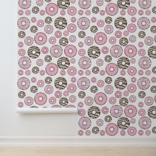 Papier Peint Motif De Donuts, Donuts Roses, Donuts Blancs
