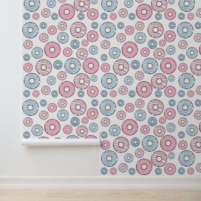 Papier Peint Motif De Donuts, Donuts Roses, Donuts Bleus (Application)