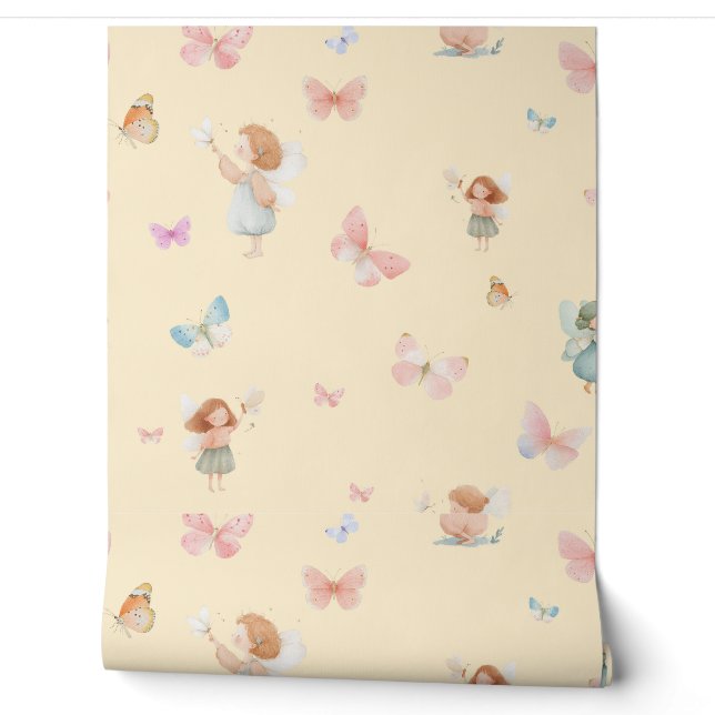 Papier Peint Motif de fée pastel, design de papillon mignon pou (Déroulement)