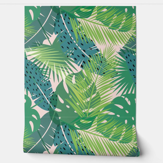 Papier Peint Motif de feuille tropicale (Déroulement)