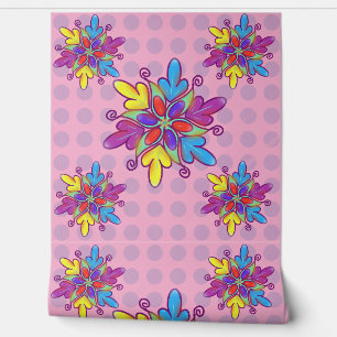 Papier Peint Motif de fleur de kaléidoscope abstrait coloré