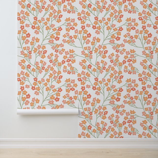 Papier Peint Motif de fleur orange simple et amusant (Application)