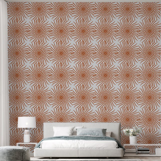 Papier Peint Motif de fleurs Abstraites à pointes rouges (Chambre à coucher)