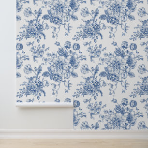 Papier Peint Motif de fleurs bleues