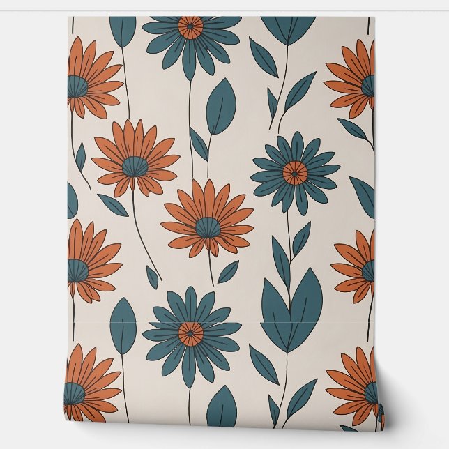 Papier Peint Motif de fleurs Boho (Déroulement)