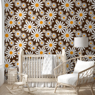 Papier Peint Motif de fleurs rétro des années 70
