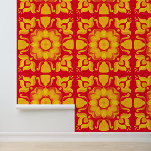Papier Peint Motif de fleurs rétro des années 70