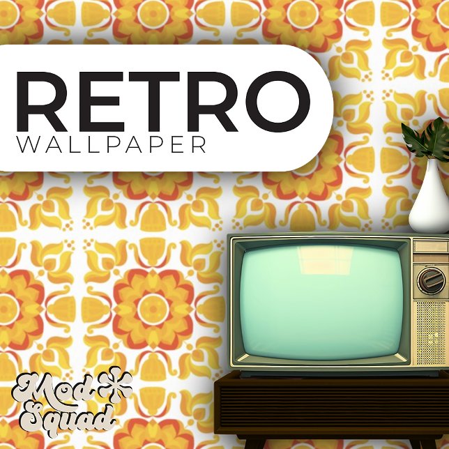 Papier Peint Motif de fleurs rétro des années 70 (Créateur téléchargé)