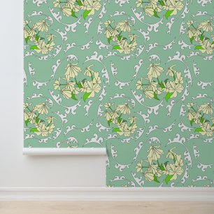 Papier Peint Motif de fleurs victoriennes vertes