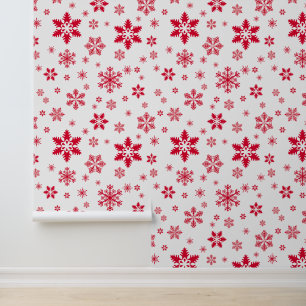 Papier Peint Motif de flocon de neige, Flammes de neige rouges,