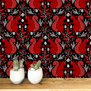 Papier Peint Motif de forêt boisée de l'écureuil