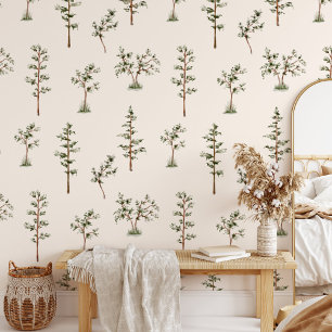Papier Peint Motif de forêt d'arbres verts