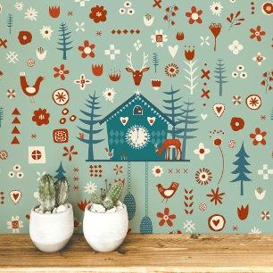 Papier Peint Motif de forêt scandinave